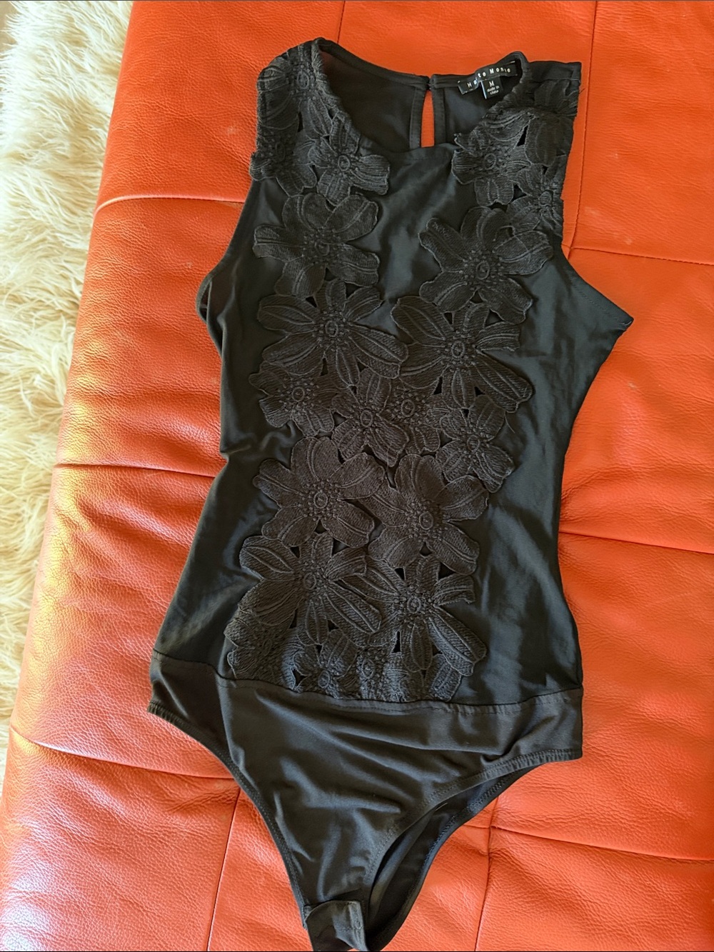 Haute Monde Black Sleeveless Lace Bodysuit